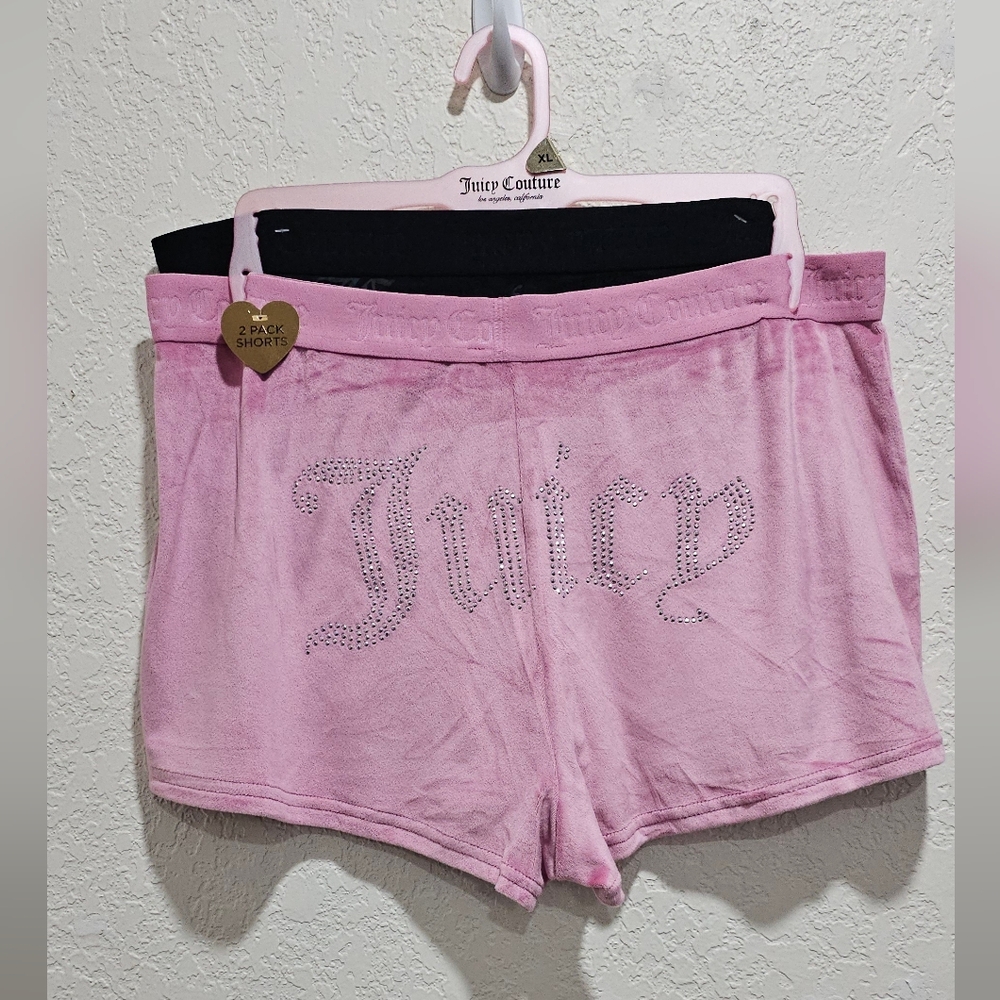 Juicy Couture Pajama Short Black Pink Velour Set XL New Sleepwear